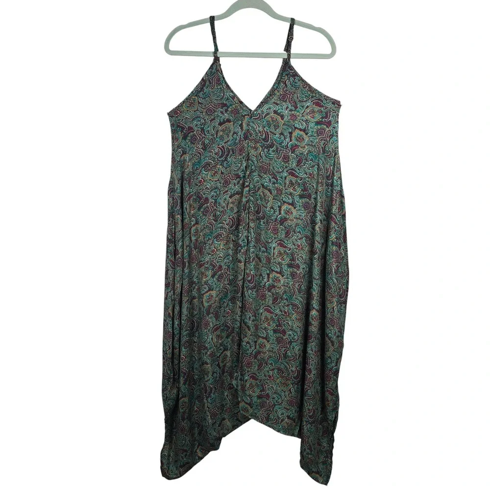 Karma Highway‎ Jumpsuit Woman One Size Paisley Print 100% Viscose Boho Festival - Picture 2 of 11
